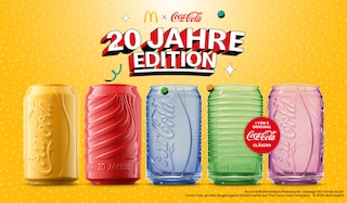 Jetzt aktuellen Artikel über McDonald's lesen McDonald's x Coca-Cola® Gläser: 20 Jahre Edition mit Gold-Glas