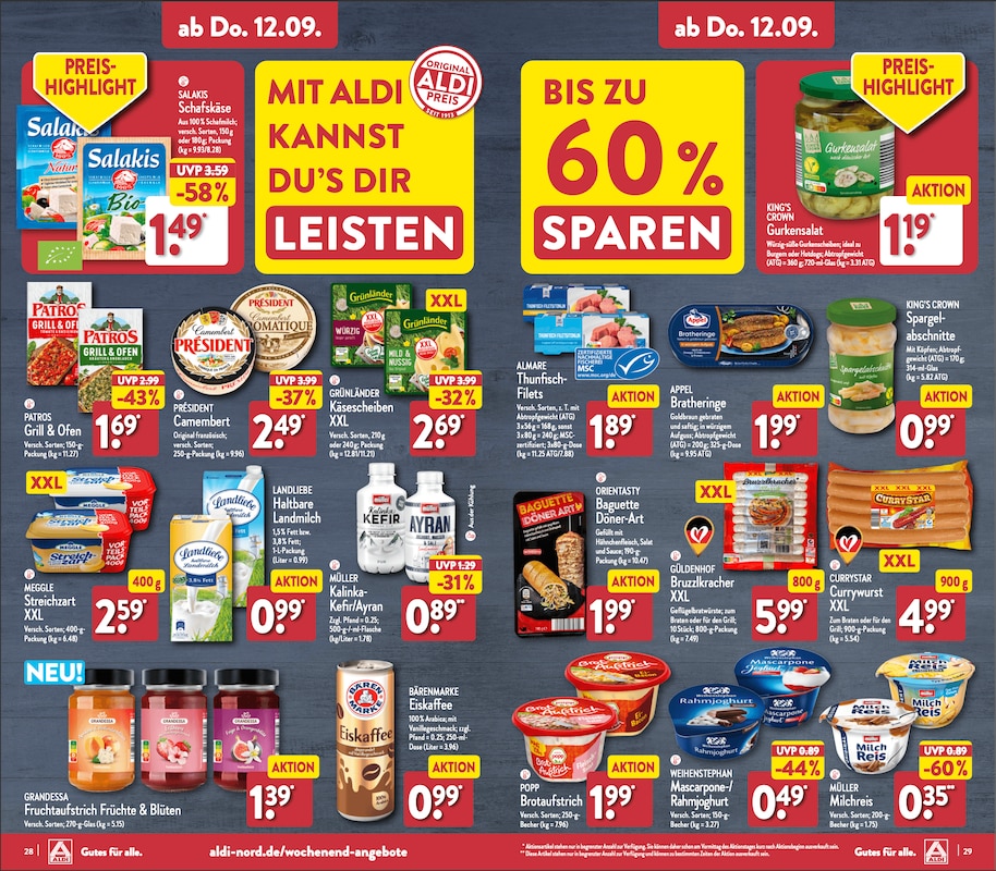 ALDI Nord Prospekt-Highlights ab Montag, 09. September 2024