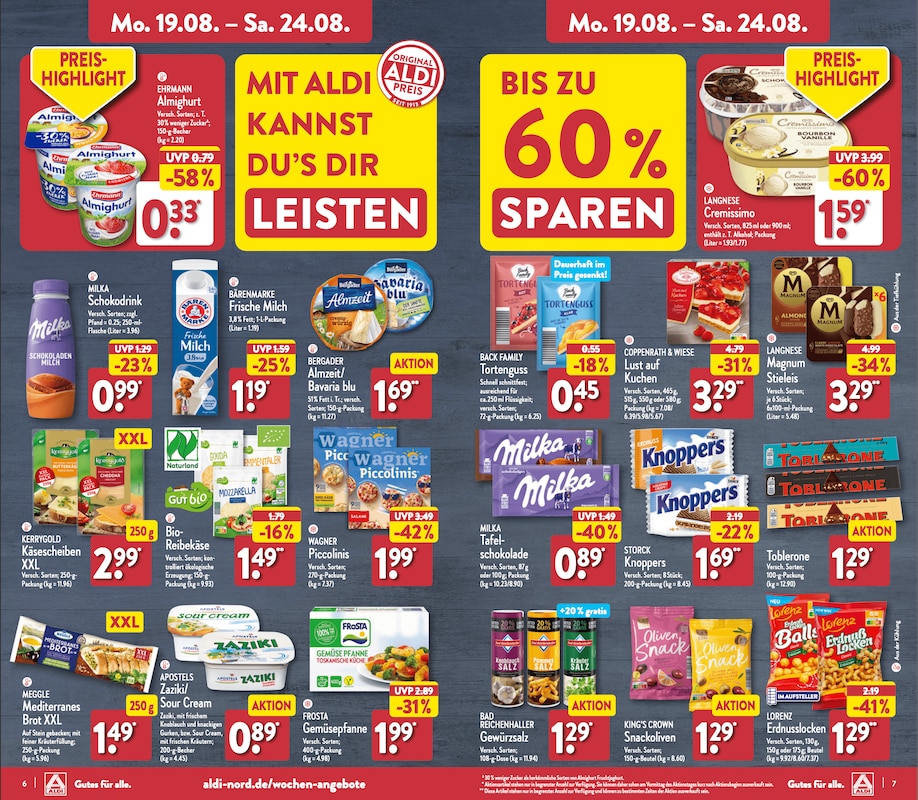 ALDI Nord Prospekt-Highlights ab Montag, 19. August 2024