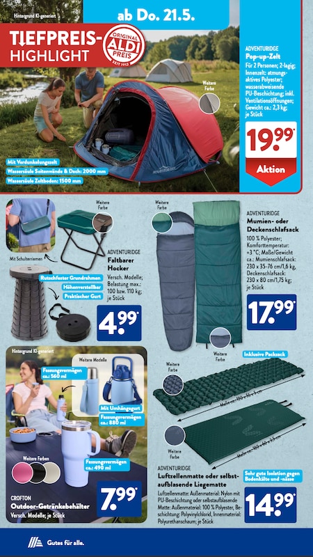 ALDI Süd Camping-Deals im Prospekt ab 21.05.2026