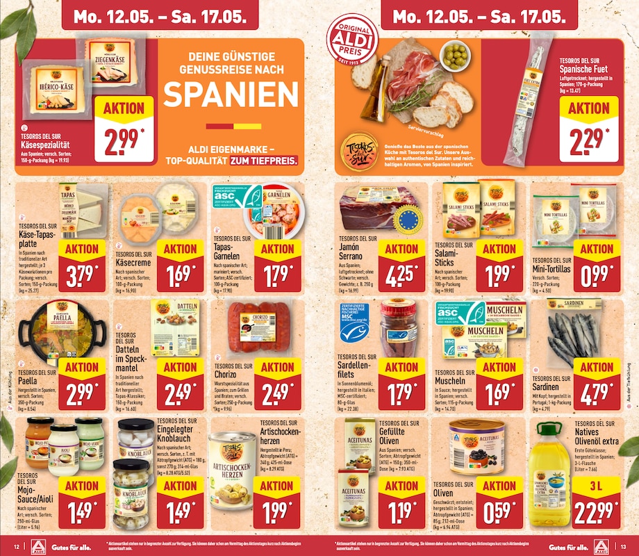 Angebote der spanischen Woche ab 12.05.2025 bei ALDI Nord