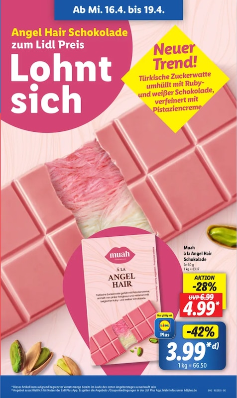 Angel Hair Schokolade von muah bei Lidl ab dem 17.04.2025