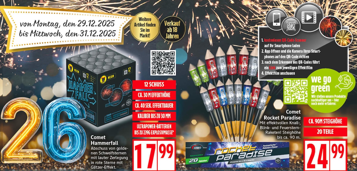 Batterien und Raketen im EDEKA Feuerwerk Prospekt 2025 2026