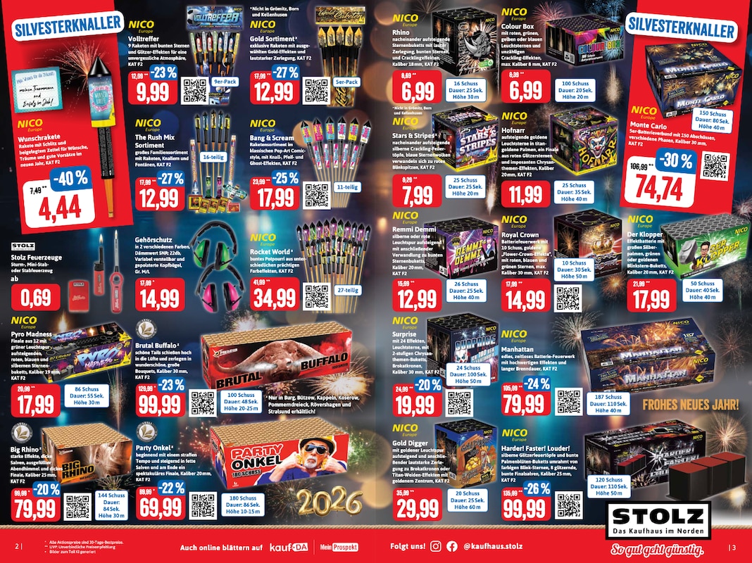 Batterien und Raketen im Kaufhaus Stolz Feuerwerk Prospekt 2025 2026