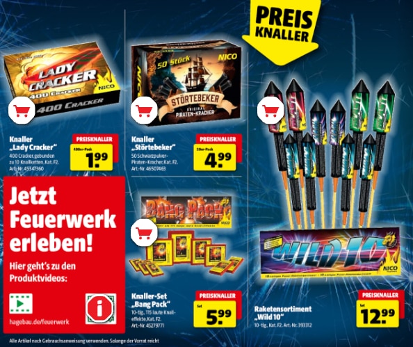 Hagebaumarkt Feuerwerk Prospekt 2025 2026 mit Raketen