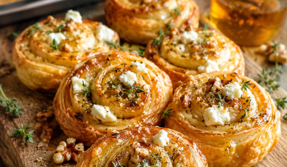 Blätterteigschnecken mit Ziegenkäse