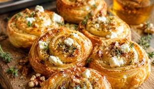 Blätterteigschnecken mit Ziegenkäse