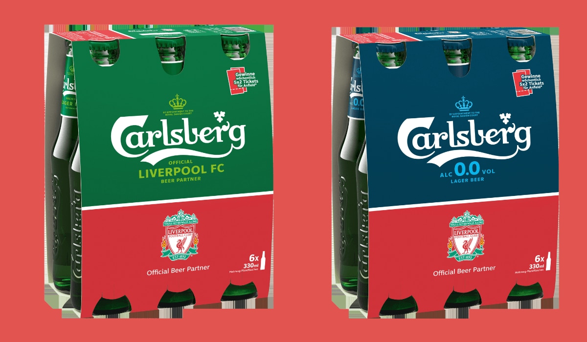 Carlsberg und FC Liverpool Bier Packshots