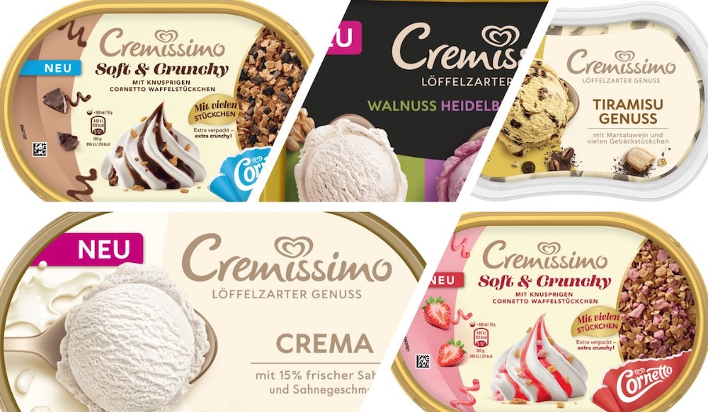 Cremissimo Eis in verschiedenen Sorten