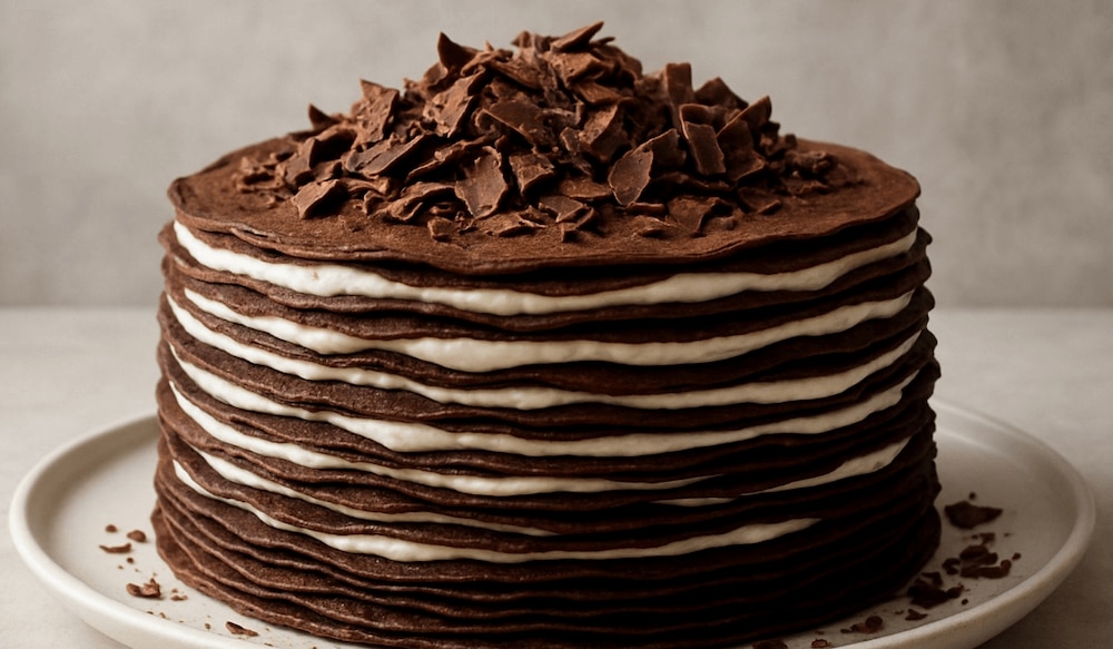 Double Choc Crêpe-Torte: Rezept für alle Schoko-Fans!
