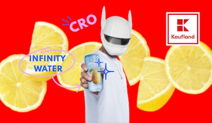 Cro mit Infinity Water in der Cro-Edition mit Kaufland Logo