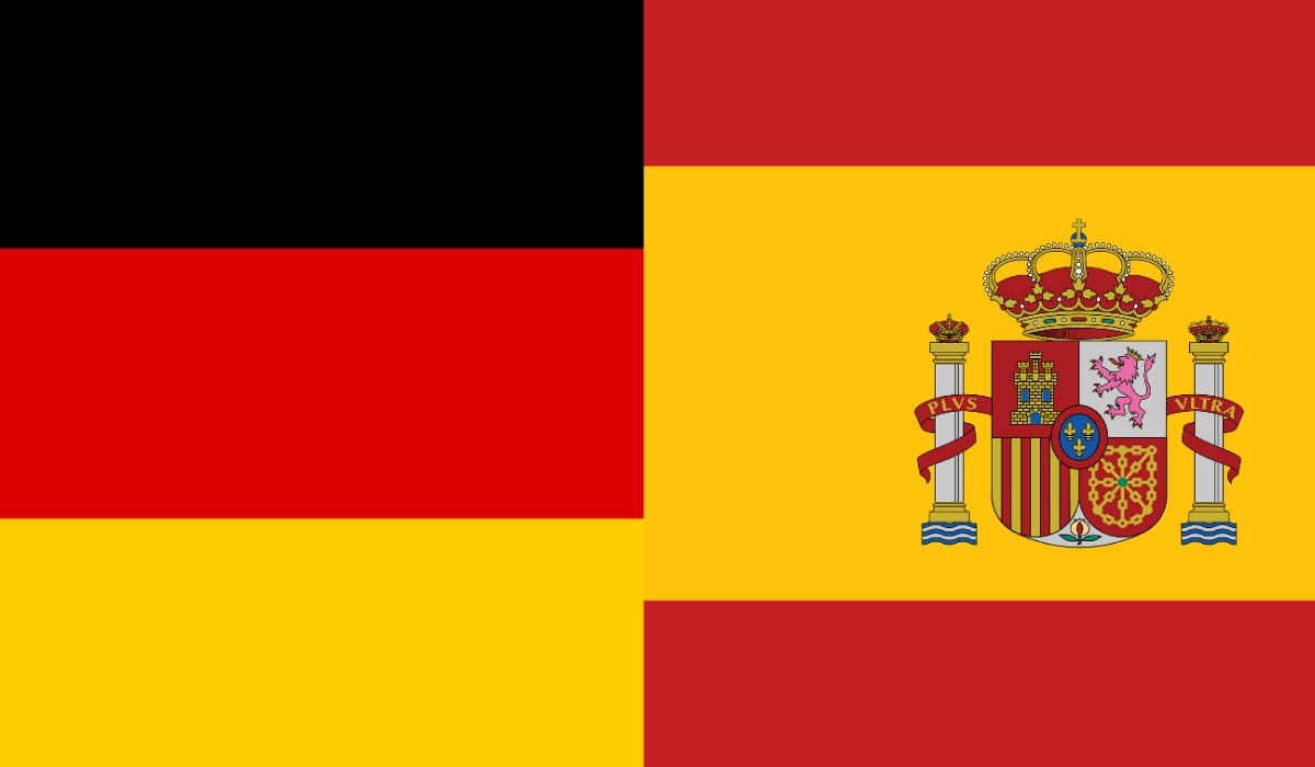 Deutschland Flagge und Spanien Flagge