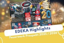 EDEKA Feuerwerk Prospekt 2025 2026 mit Feuerwerk im Hintergrund