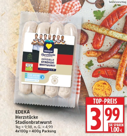 EDEKA Herzstücke Stadionbratwurst im EDEKA Prospekt ab 27.04.2026
