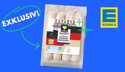 EDEKA Herzstücke WM Stadionwurst Packshot mit EDEKA Logo