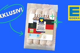 EDEKA Herzstücke WM Stadionwurst Packshot mit EDEKA Logo