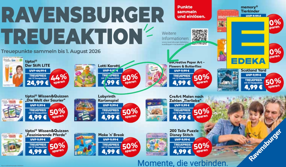 EDEKA Südbayern Ravensburger Treueaktion 2026: Spielend leicht sparen!