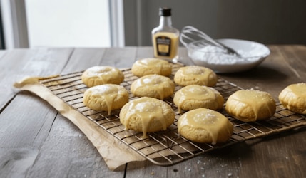 Selbstgemachte Eierlikörplätzchen auf einem Blech