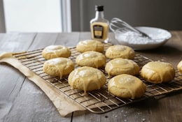 Selbstgemachte Eierlikörplätzchen auf einem Blech