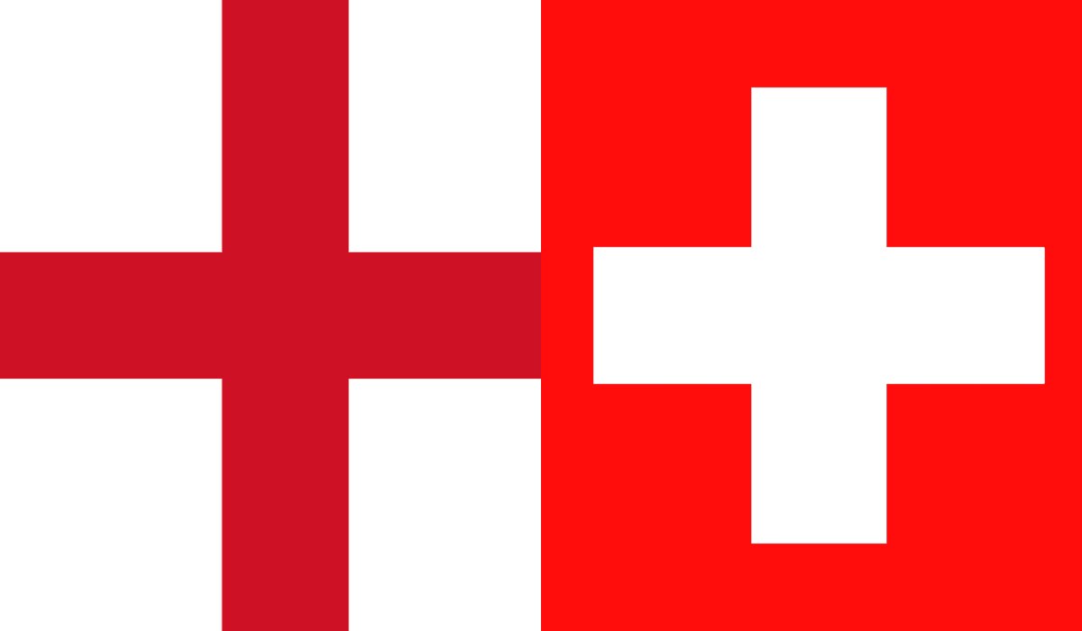 England Flagge und Schweiz Flagge