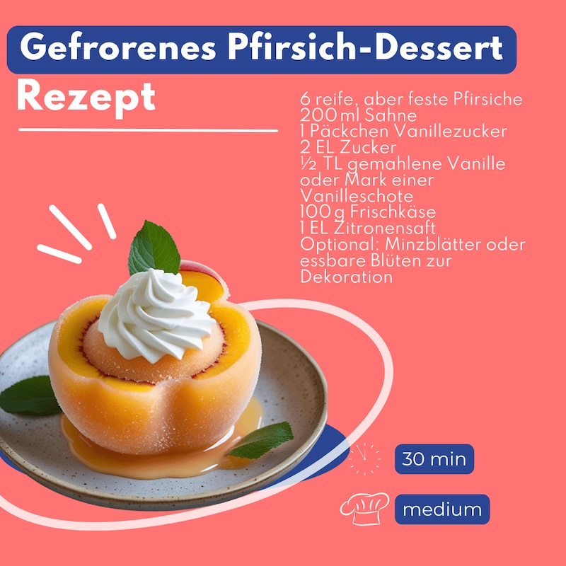 Gefrorenes Pfirsih Dessert