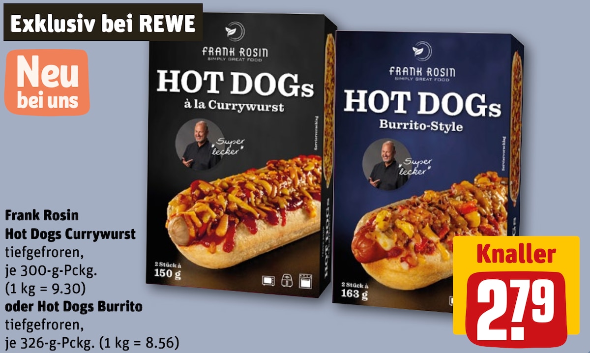 Frank Rosin Hot Dogs im REWE Prospekt 09.03.2026