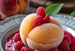Gefrorenes Pfirsich Dessert