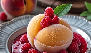 Gefrorenes Pfirsich Dessert