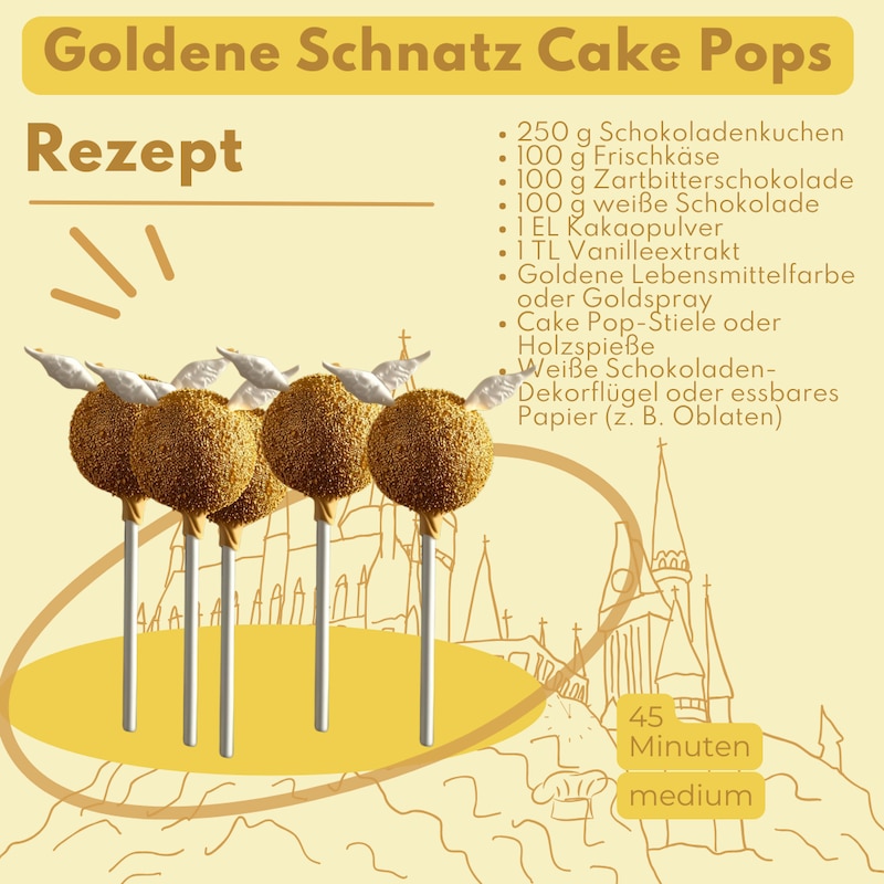 Goldene Schnatz Cake Pops.