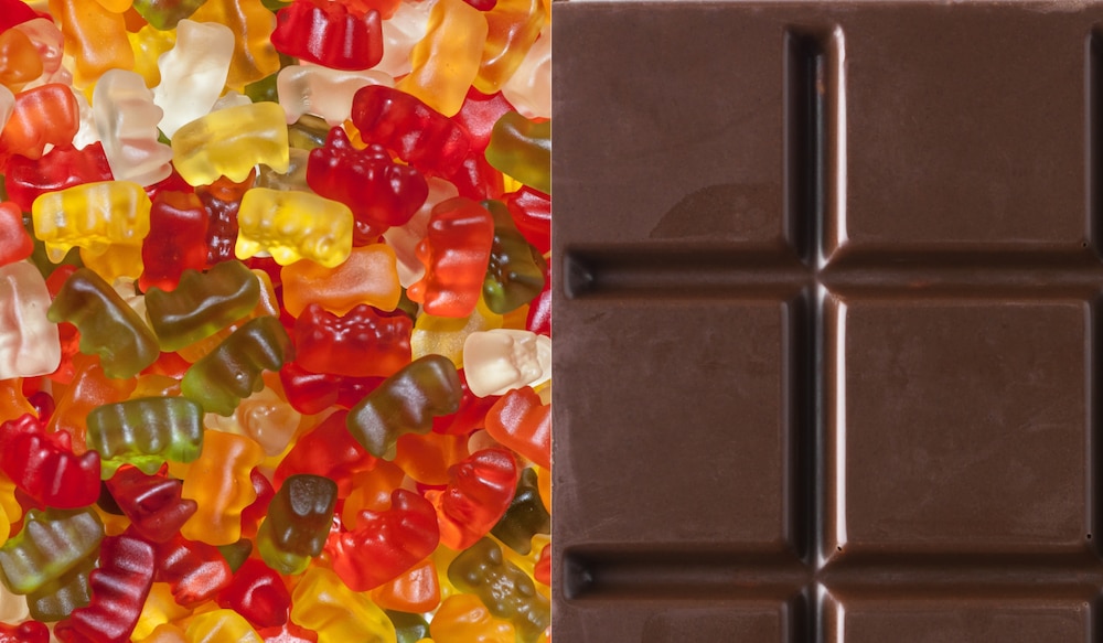 Haribo Gummibärchen und Ritter Sport Schokolade