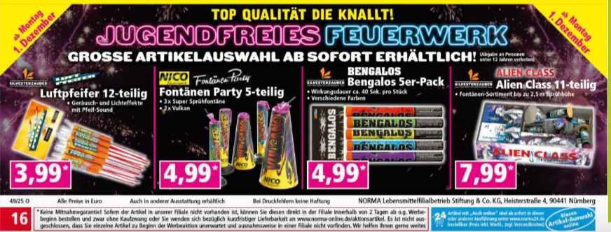Jugendfeuerwerk im NORMA Prospekt ab dem 01.12.2025