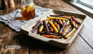 Buntes Rezept für knusprige Karottenpommes