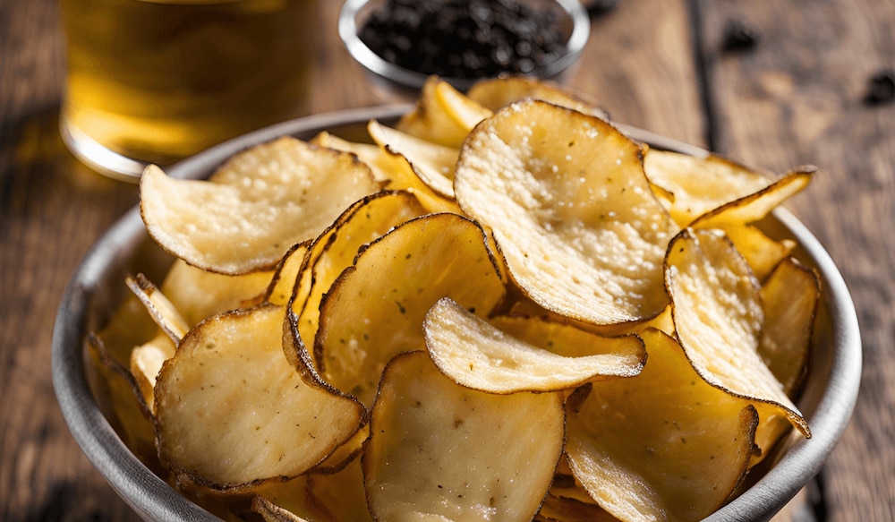 Kartoffelchips mit Trüffel in einer Schale