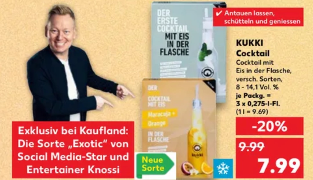 Knossi kukki Cocktail neue Sorte Exotic im Kaufland Prospekt 10.07.2025