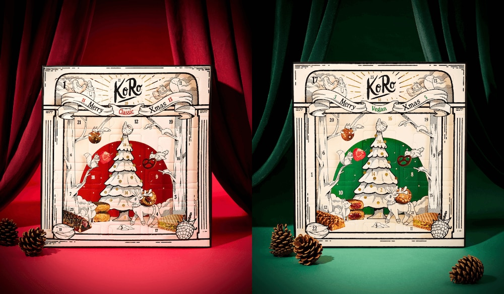 KoRo Adventskalender 2025 in roter und grüner Version
