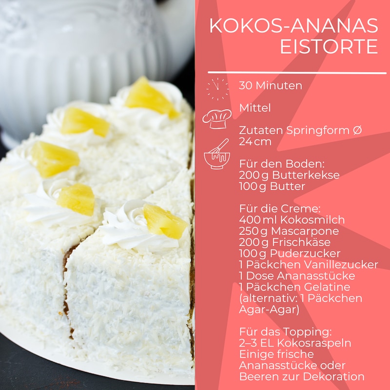 Kokos Ananas Eistorte Rezept