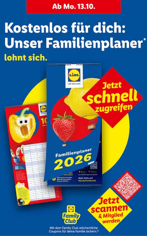 Lidl Familienkalender 2026 im Prospekt ab 13.10.2025