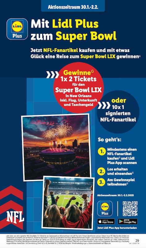 Lidl Super Bowl Gewinnspiel 2025 ab 30. Januar 2025