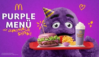 McDonald's Grimace Menü mit Shake, Burger & Co. - jetzt lila Wunder erleben!