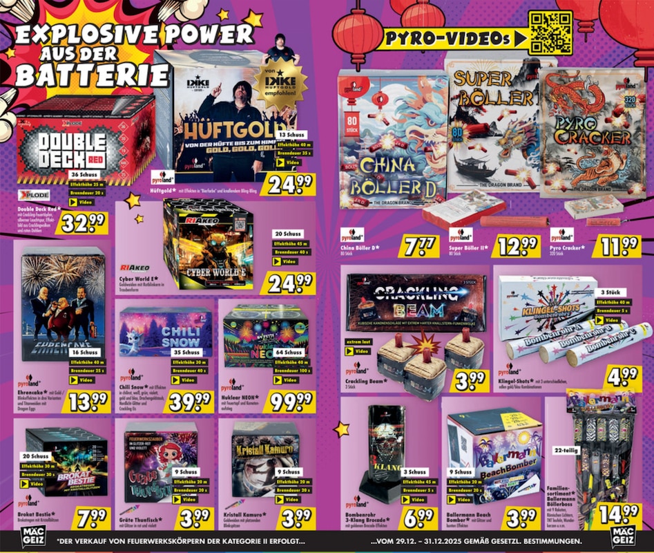 MäcGeiz Raketen und Batterien im Feuerwerk Prospekt 2025 2026