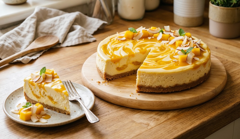 Kokos-Wirbeltorte mit Mango-Maracuja Swirl - das sommerliche Rezept
