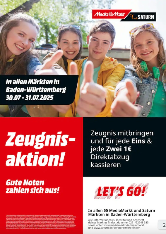 Media Markt Saturn Zeugnisaktion 2025 in Baden-Württemberg