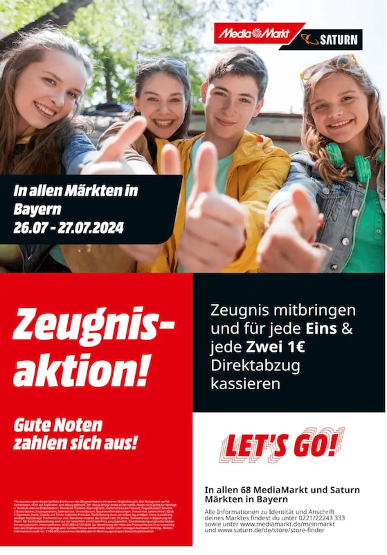 Media Markt Saturn Zeugnisaktion 2024 in Bayern