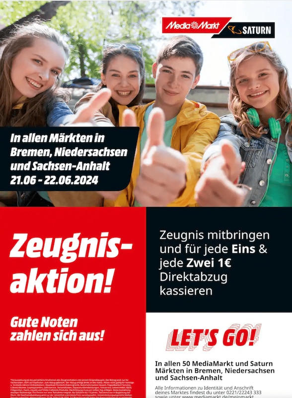 MediaMarktSaturn Zeugnisaktion 2024 in Sachsen-Anhalt, Niedersachsen und Bremen