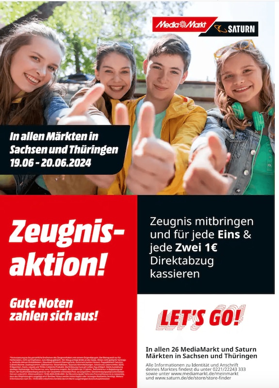 MediaMarktSaturn Zeugnisaktion 2024 in Sachsen und Thüringen