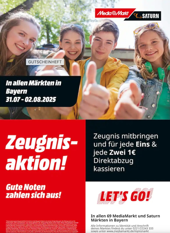 Media Markt Saturn Zeugnisaktion 2025 in Bayern