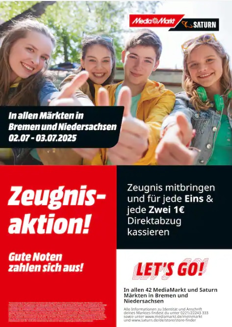 MediaMarktSaturn Zeugnisaktion 2025 in Bremen und Niedersachsen