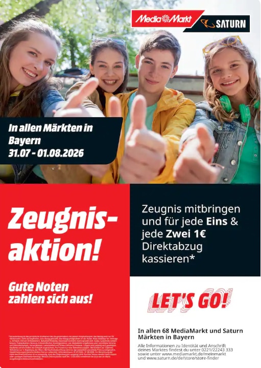MediaMarkt Saturn Zeugnisaktion 2026 Bayern