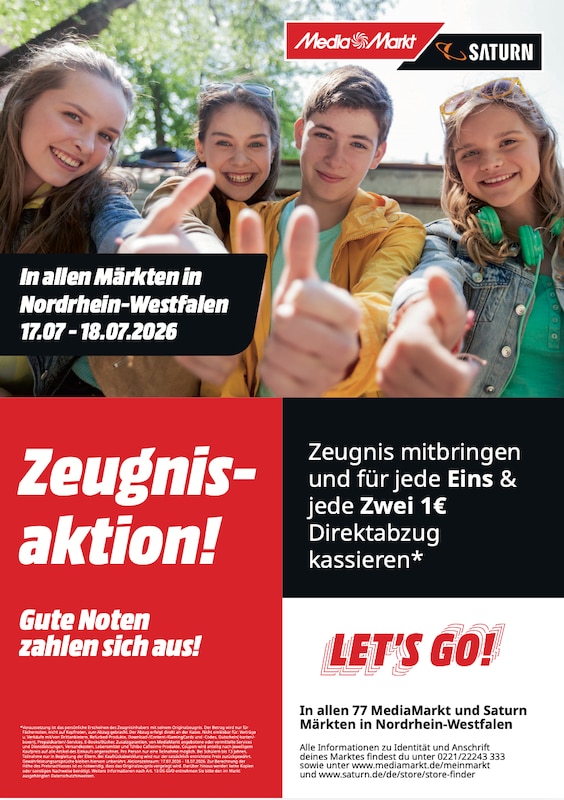 MediaMarkt Saturn Zeugnisaktion NRW 2026