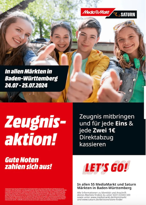 Media Markt Zeugnisaktion 2024 in Baden-Württemberg